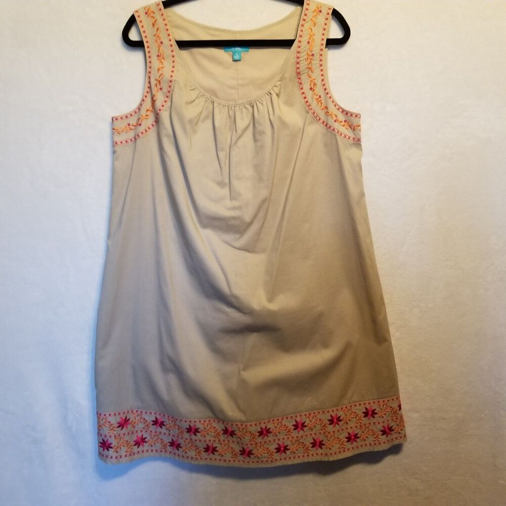 Calypso St Barth x Target XL Dress Shift Tan Embroidered Sleeveless Boho Beach
